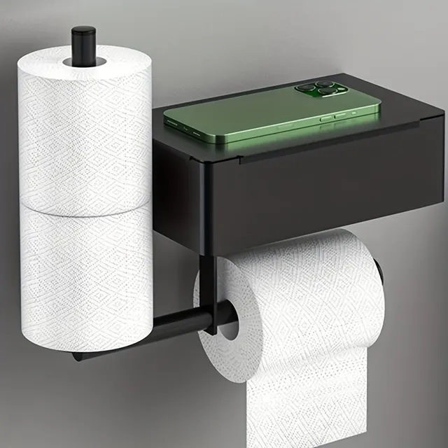 Elegantní úložník: Držák toaletního papíru s poličkou na stěnu - Praktický a stylový doplněk