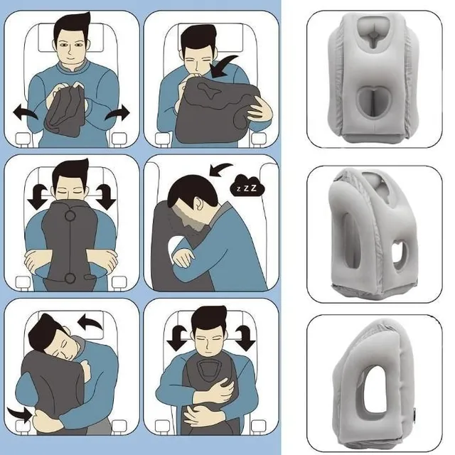 Inflatable travel pillow for neck and head support