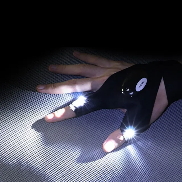 Fingerless LED Lighted Waterproof Camping Gloves