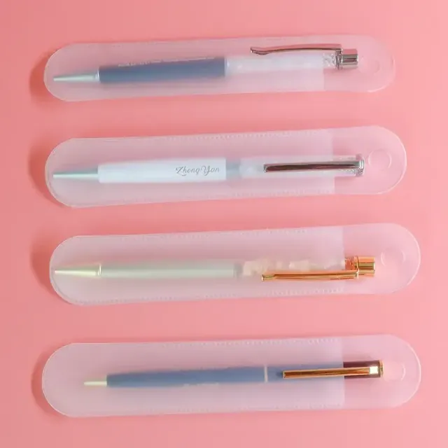 Universal set of 5 transparent plastic pencil cases with matte surface