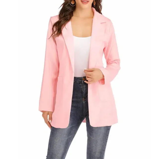 Manteau blazer oversized pour femme en une seule couleur à manches longues pour les loisirs et le bureau