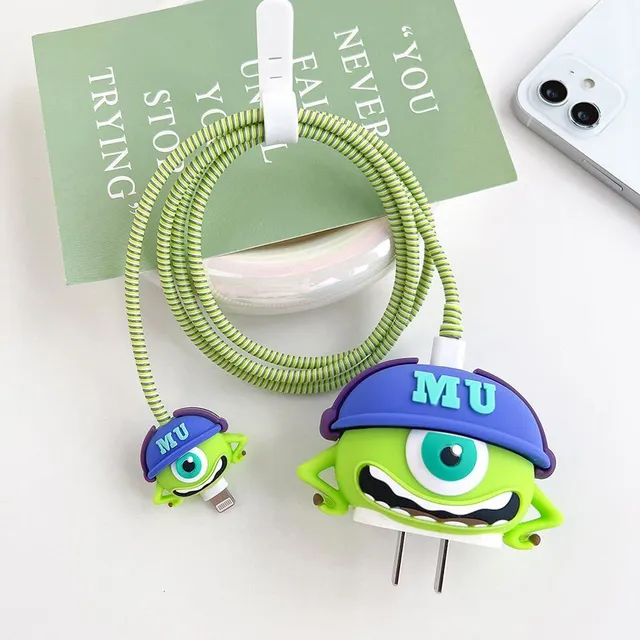 Cute protective cover for the charging adapter with popular animated characters