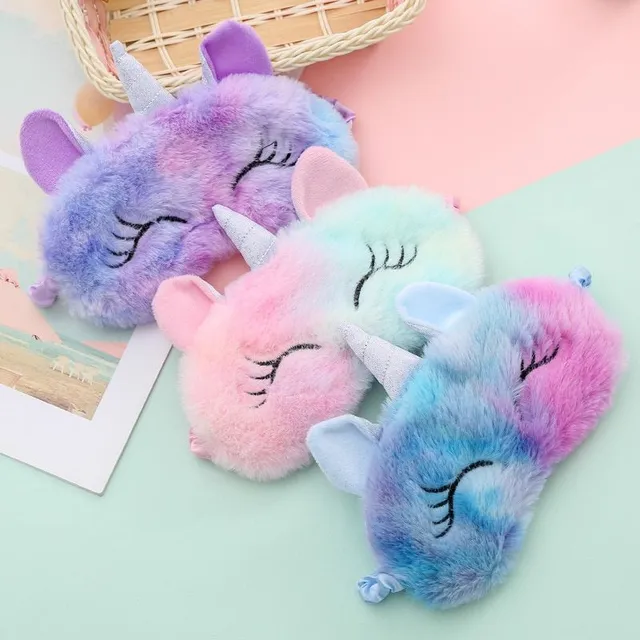 Mască drăguță de pluș pentru somn - unicorn