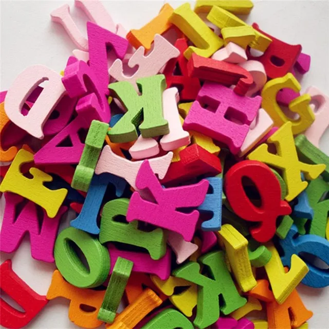 Wooden coloured letters 100 pcs