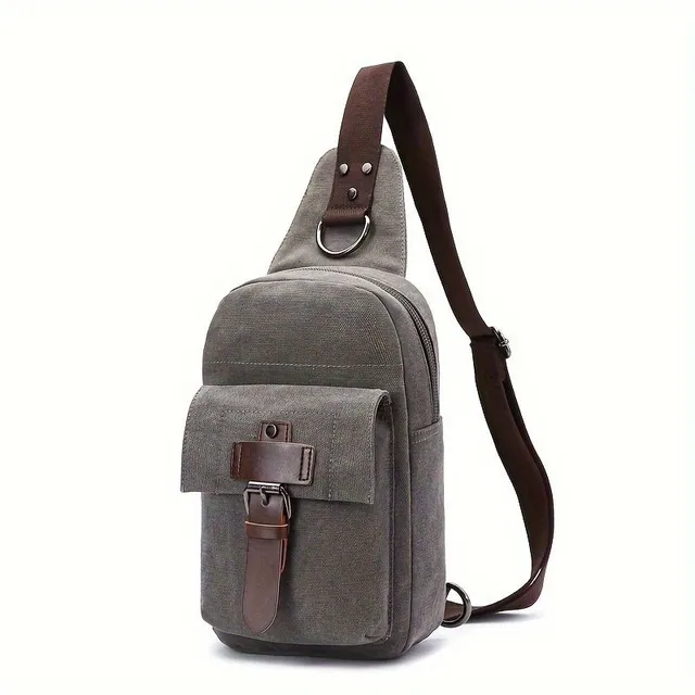 Fashionable men's chest bag - portable canvas bag, sports small breast bag, hanging bag, cross shoulder bag for outdoor activities