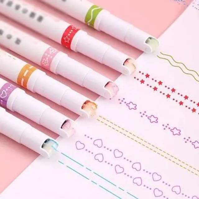 6 ks Kreatívne kvetinové pero na značenie klávesy a kontúry - Rýchle sušenie fluorescentné pero, jemné kresby, pre študentov a poznámky
