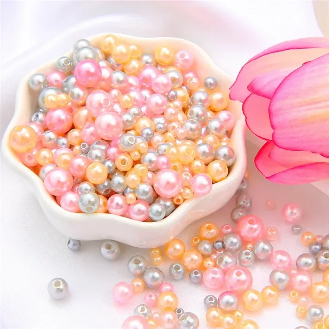 150pcs/Packaging Mix Sizes 3/4/5/6/8mm Beads With Hole Colorful Pearls Round acrylic Imitation Pearl DIY For Jewelry &amp; Handmade Work