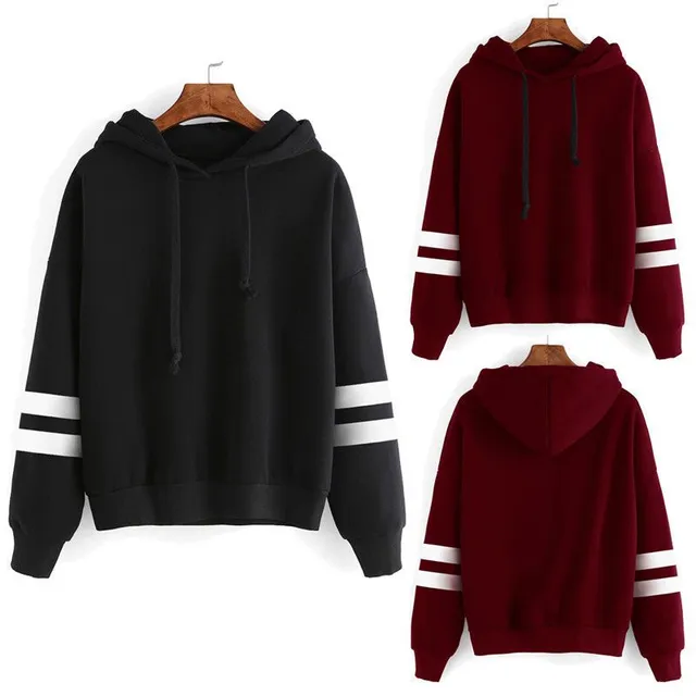 Women's sweatshirt with stripes on the sleeves - 5 colours