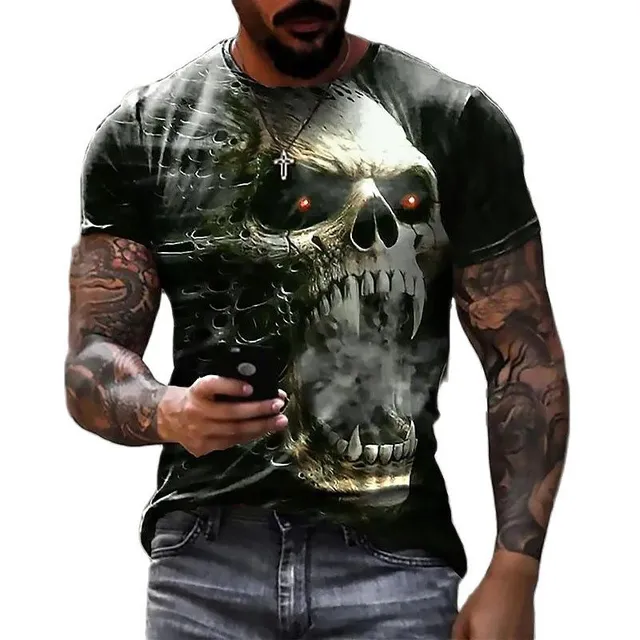 Men's stylish short sleeve shirt with skull print