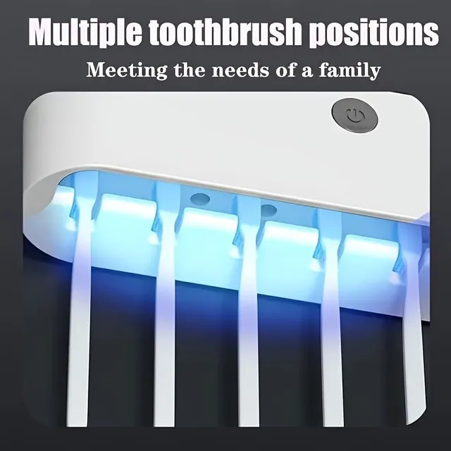 Multifunction stand for toothbrushes with UV disinfectant and dispenser