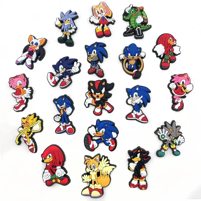 Children's rubber accessories for perforated foam shoes in the design of the Sonic hedgehog