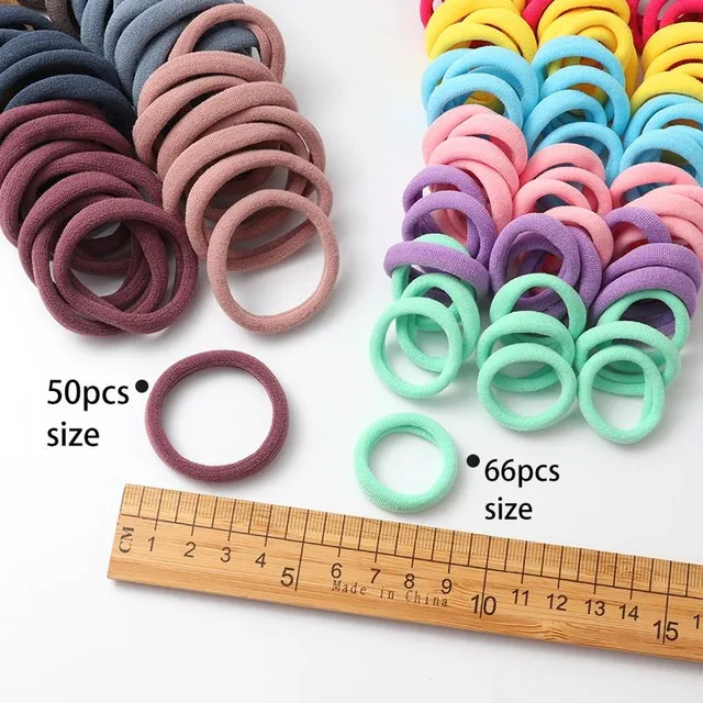 Girls coloured hair elastics 66 pcs