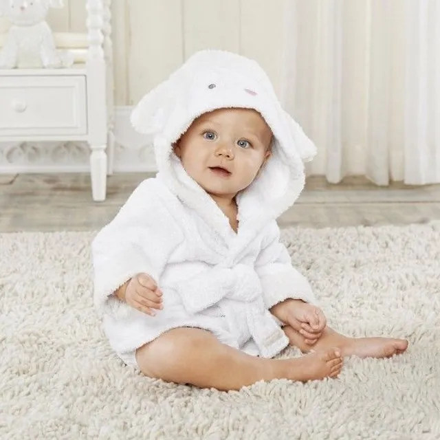 Baby bathrobe with hood and motifs of animals 16