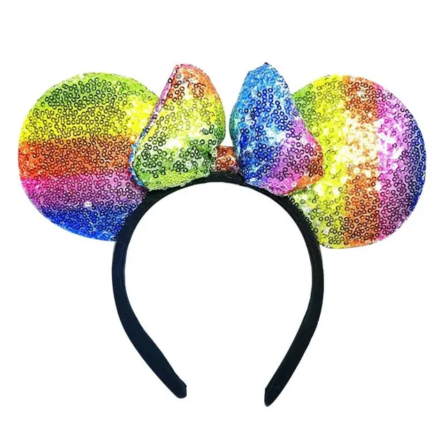 Dětská trendy flitrovaná čelenka s oušky v motivech Mickey a Minnie Mouse