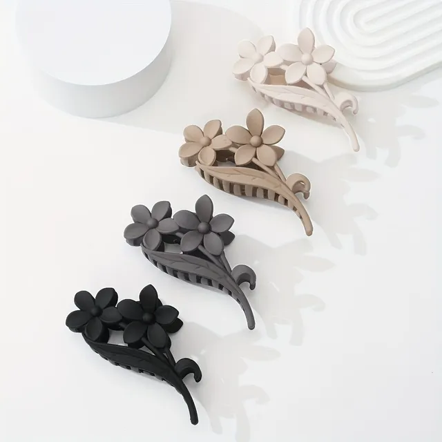 Vintage matte floral hair clips - against slipping, firm grip for strong and curly hair - ideal for everyday wearing