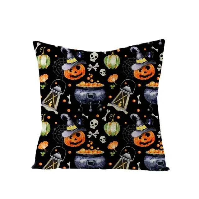 Halloween Kissenbezug mit Druck von Kürbis und schwarzer Katze 45x45 cm zur Dekoration des Hauses