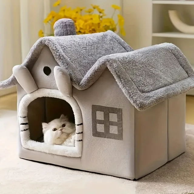 Foldable and washable pet bed, warm house for dogs and cats