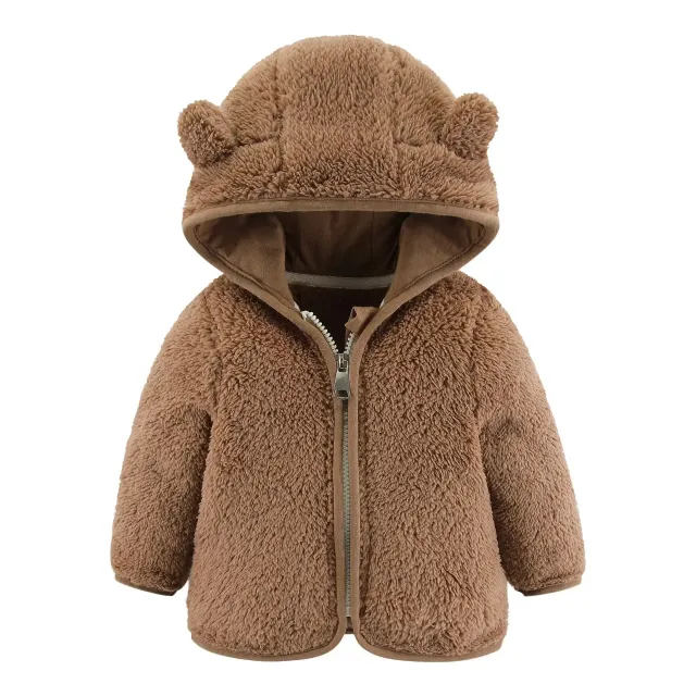 Geacă din polar pentru copii pentru primăvară și toamnă cu urechi de urs, mâneci lungi și călduroasă, îmbrăcăminte pentru copii