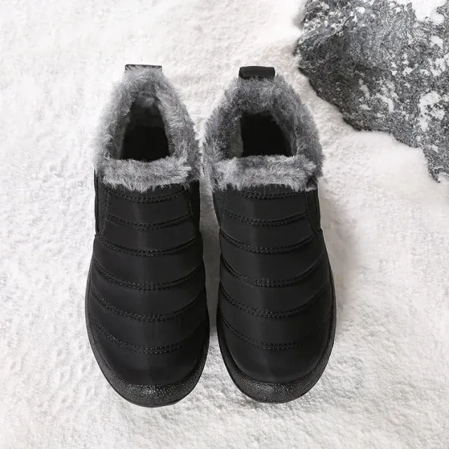 Women's winter boots - short waterproof snow boots with fur