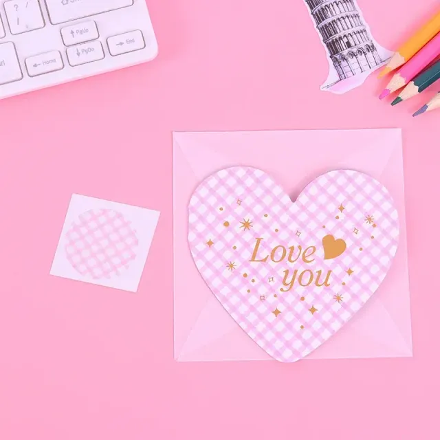 10 pcs of cute card in heart shape with text