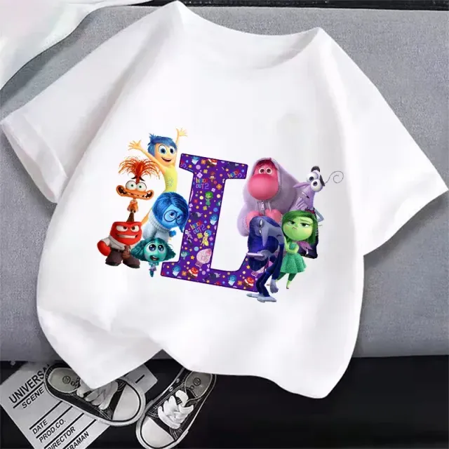 T-shirt enfant à manches courtes avec impression de lettres et personnages du film Vice-Versa 2 - Inside Out 2