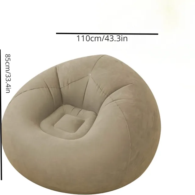 Free-fill inflatable bag - comfortable armchair at home and outside, with washable cover, coffee color. Ideal gift for children