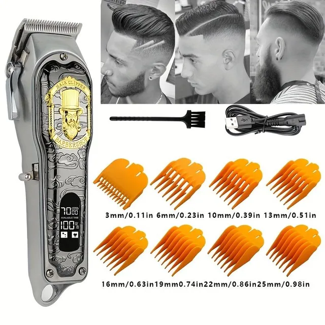 Professional USB charging hair clipper with LCD display and oil head