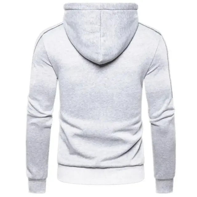 Men's modern sweatshirt with hood, zipper, long sleeve and colorful patterns