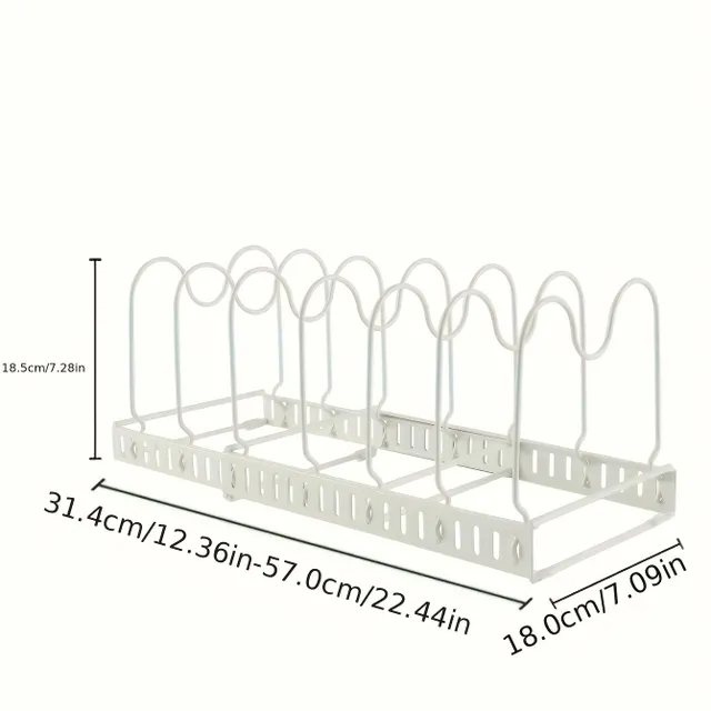 Organizator extensibil pentru oale și tigăi în dulap