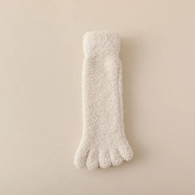 Women's winter socks made of coral fleece with separate fingers at home