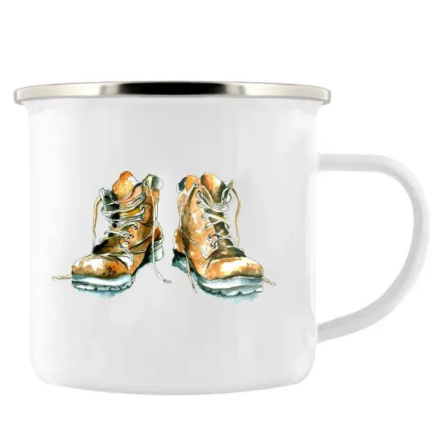 Adventure enamel mug for camping as a gift