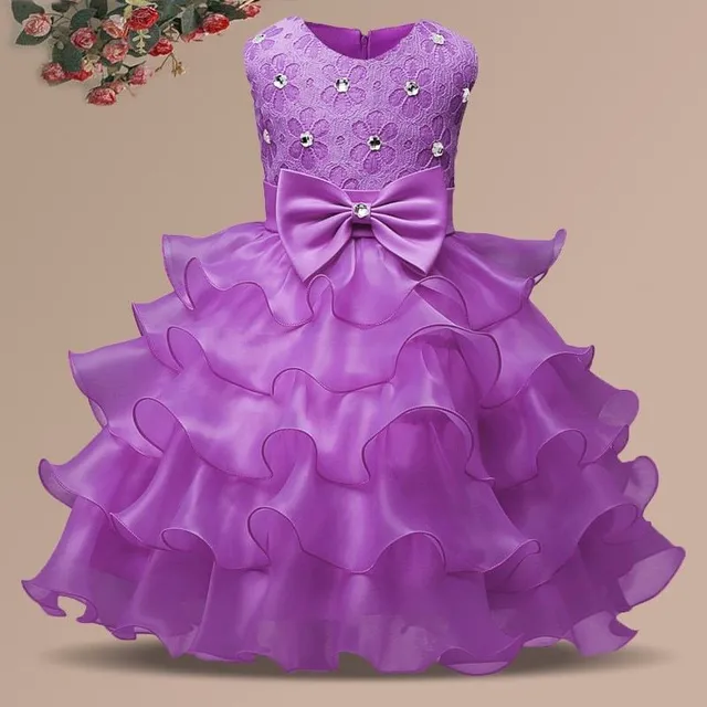 Girl princess dress with big bow Idelle - 8 colour options