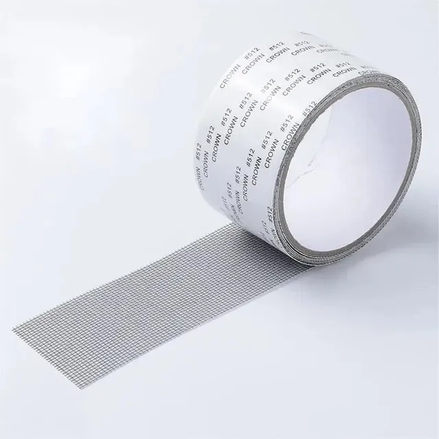 Self-adhesive mesh patch for the repair of mosquito windows