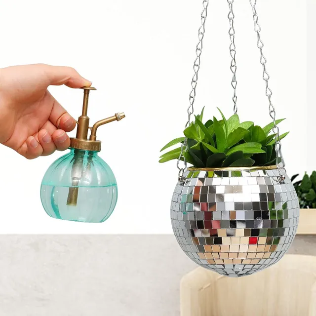 Hinged flower pot disco ball