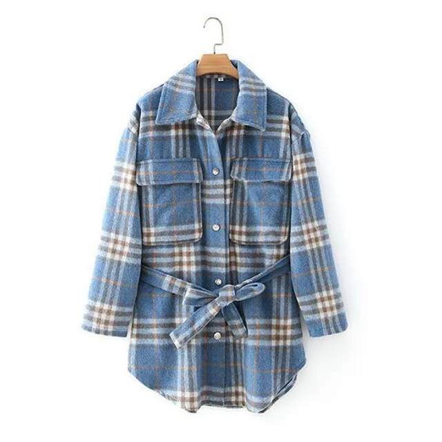 Kolorowy plaid faux wool jacket Flanelowa kurtka koszulowa