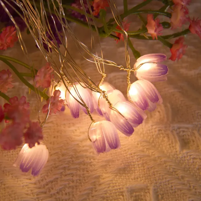 Light chain with tulips - 2 meters, 20 LEDs