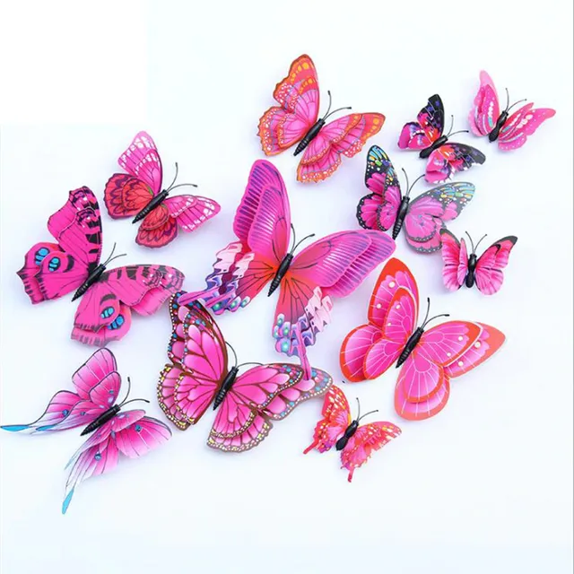 Set of decorative colourful butterflies - 12 pcs