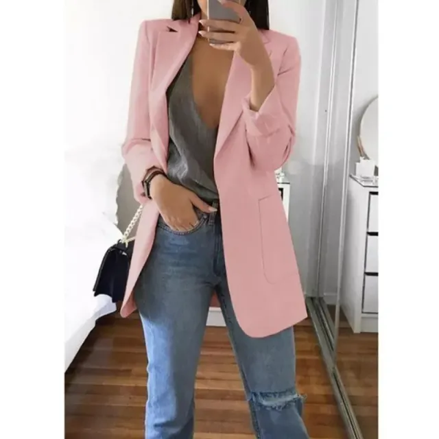 Manteau blazer oversized pour femme en une seule couleur à manches longues pour les loisirs et le bureau