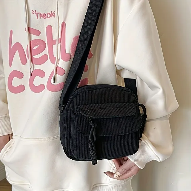 Dámská crossbody kabelka v harajuku stylu - pohodlná, z odolného corduroyu