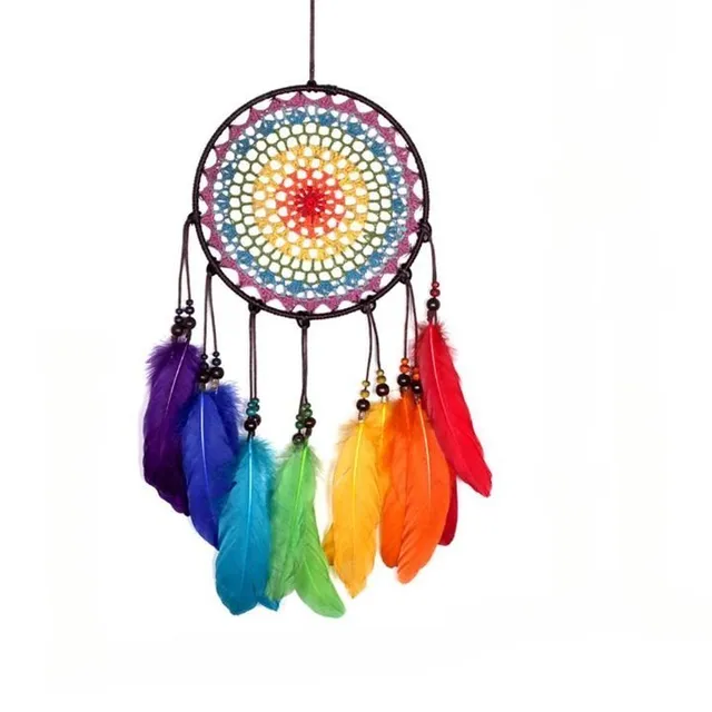 Beautiful dream catcher with beads and feathers