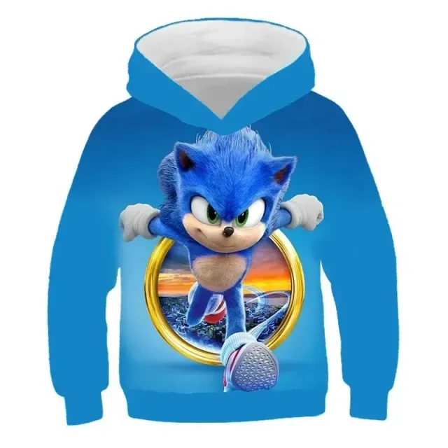 Children's unisex sweatshirt with hood and motifs 3D printing hedgehog Sonic