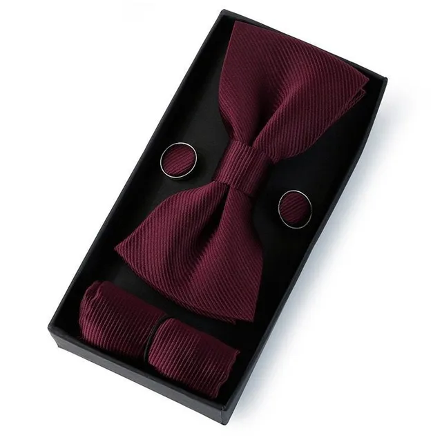 Men's bow tie, handkerchief and cuff links Augustine