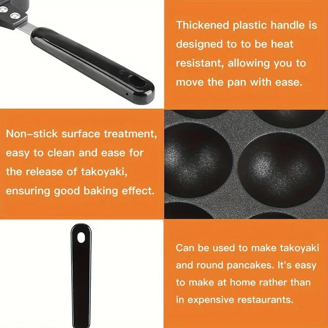 Non-stick pan for takoyaki for 12 pieces - ideal for home and restaurant use