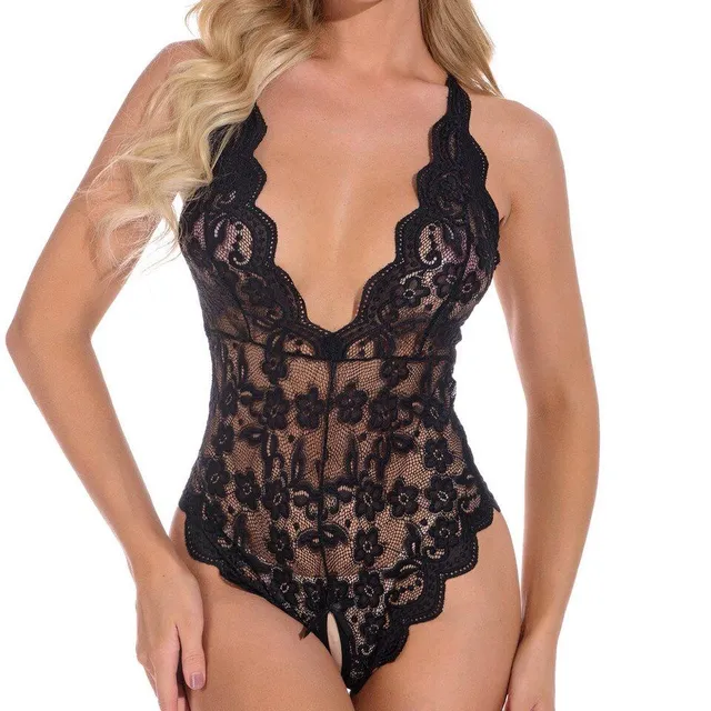Women's erotic body with deep neckline and cutouts