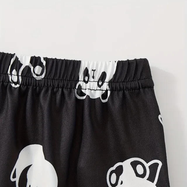 Pajama set with panda printing - cute short sleeve and shorts/pants