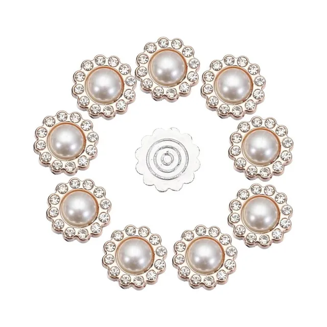 Crystal buttons in flower shape - set 10 pcs