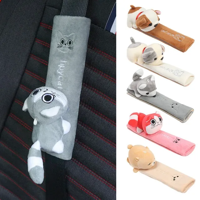 Housse de ceinture de sécurité animée - Coussinets d'épaule universels pour ceinture de sécurité automobile, protège-sieges en flanelle chaude, protection intérieure