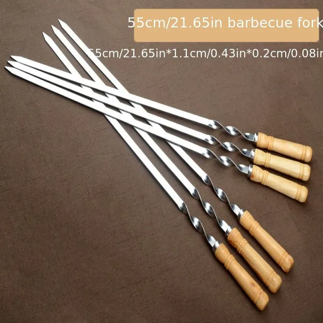 Universal barbecue skewers with wooden handle (55 cm) for barbecue