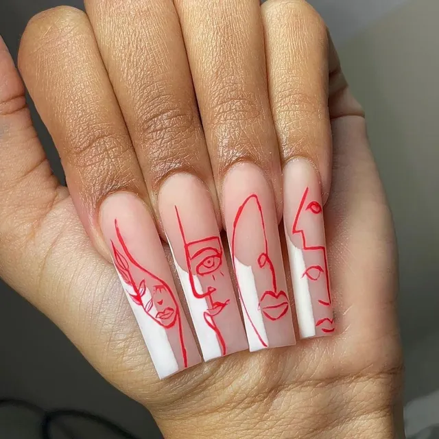 Estetyczne długie paznokcie akrylowe Sticky Nails Sticker Makeup Fashion Fits