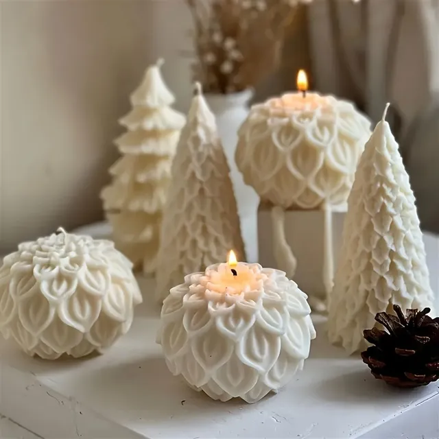 Silicone candle form in the shape of a flower ball for making